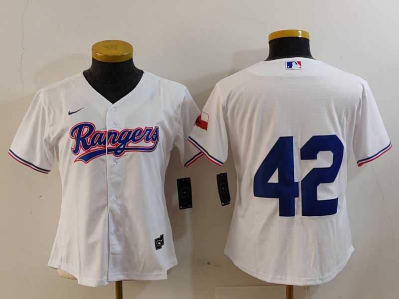 Women%27s Texas Rangers #42 Jackie Robinson White Cool Base Stitched Baseball Jersey->mlb youth jerseys->MLB Jersey